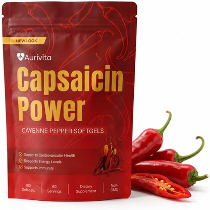 Aurivita Cayenne Pepper Capsaicin Supplement 180 Count