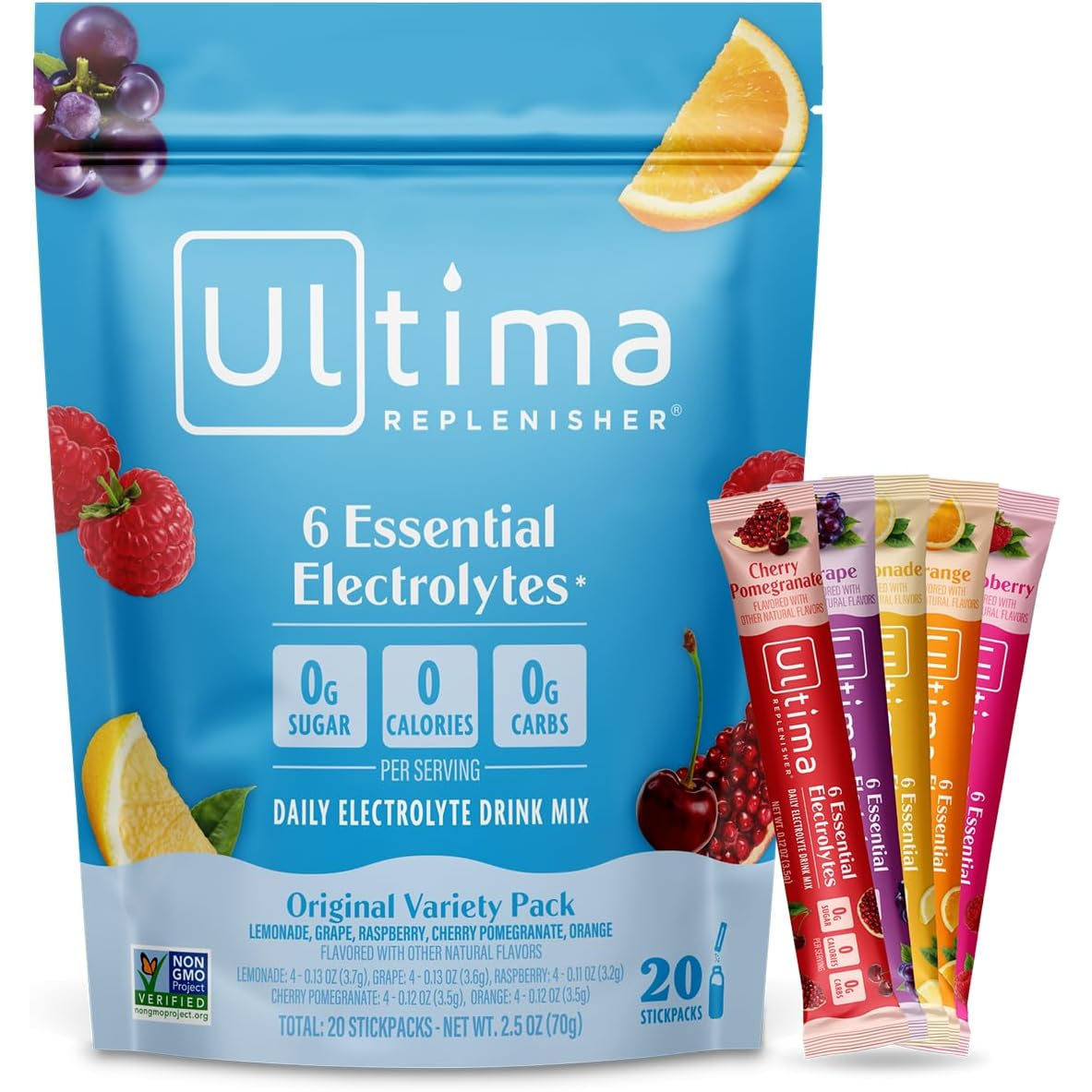 Ultima Replenisher Daily Zero Sugar Electrolyte Drink Mix 20 Count