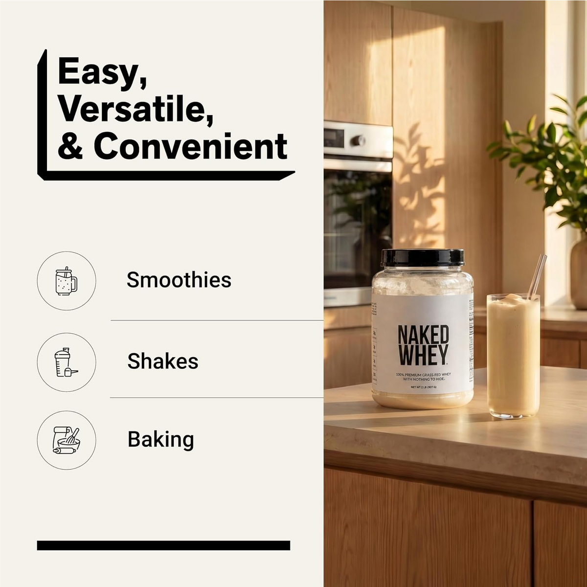 NAKED Nutrition Grass Fed Whey Protein Powder 2 lb