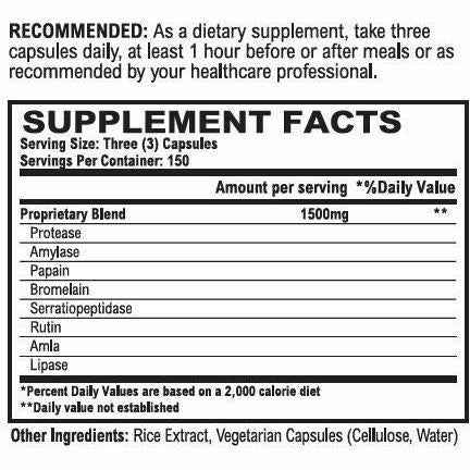 World Nutrition Vitalzym Systemic Enzymes Hybrid Formula 90 Capsules
