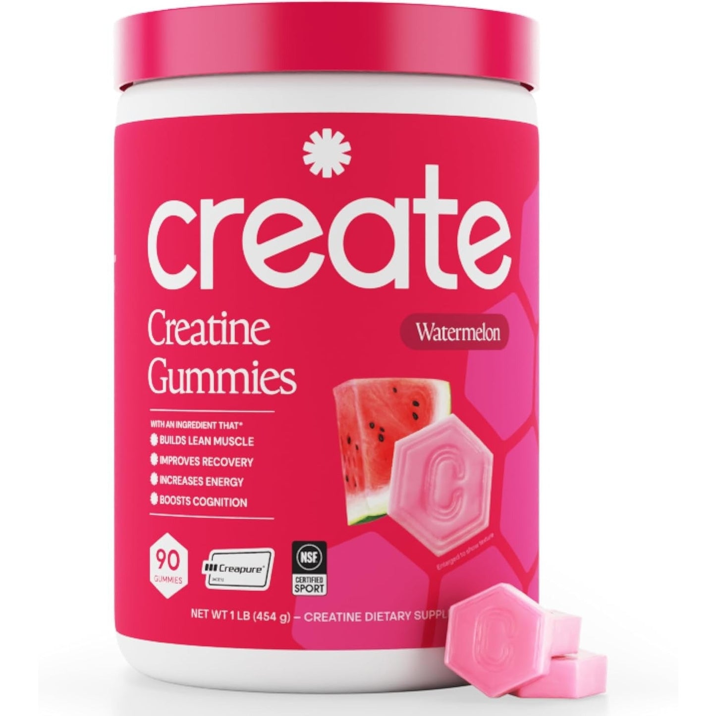 Create Creatine Monohydrate Gummies 1.5 g Strength Endurance & Focus Support Vegan 90 Gummies