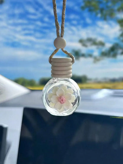 Flower Perfume Bottle Car Rearview Mirror Hanging Fragrance Diffuser