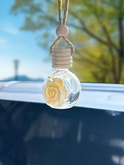 Flower Perfume Bottle Car Rearview Mirror Hanging Fragrance Diffuser