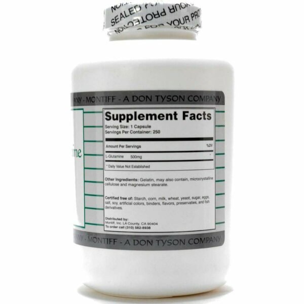 Pure L-Glutamine 500 mg 250 caps by Montiff - Image 2