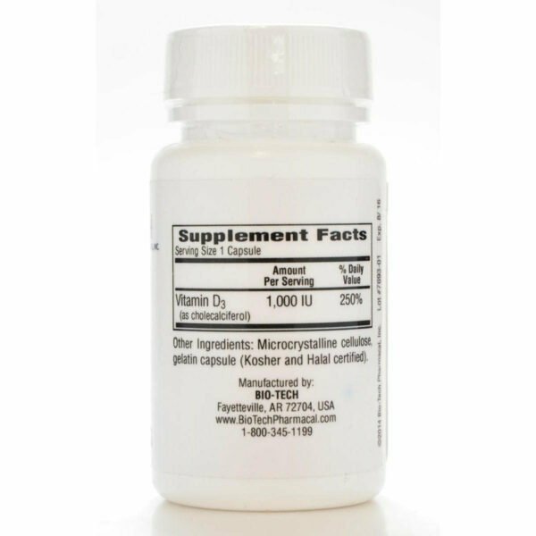 D3 (Cholecalciferol) 1000 IU 100 caps by Bio-Tech - Image 2