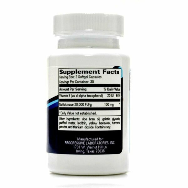 Nattokinase with Vitamin E 60 gels by Progressive Labs - Image 2