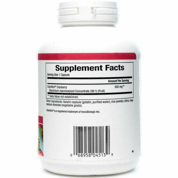 CranRich 500 mg 180 caps by Natural Factors - Image 2