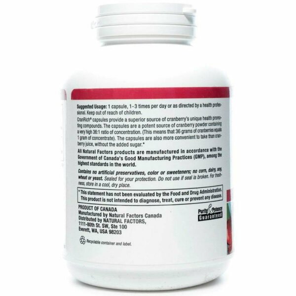 CranRich 500 mg 180 caps by Natural Factors - Image 3