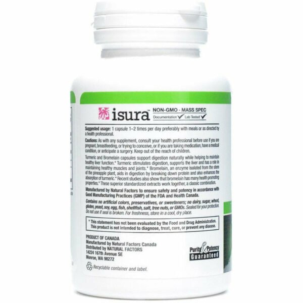 Turmeric & Bromelain 450 mg 90 caps by Natural Factors - Image 3
