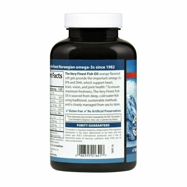 Very Finest Fish Oil 700 mg, Orange 120 gels by Carlson Labs - Image 3