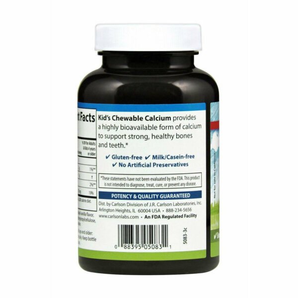 Chewable Calcium 250 mg 60 tabs by Carlson Labs - Image 3