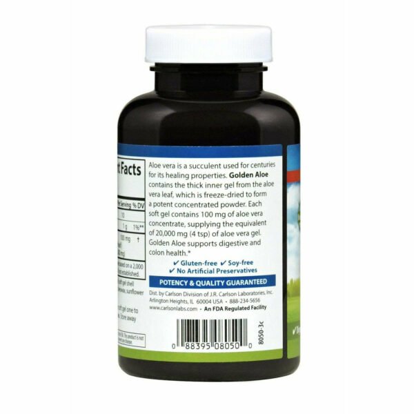 Golden Aloe 60 gels by Carlson Labs - Image 3