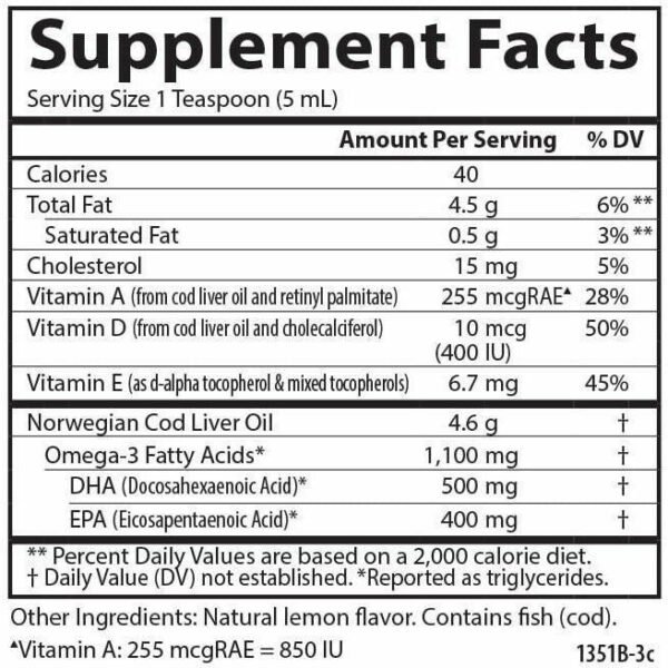 Cod Liver Oil Lemon 8.4 fl oz by Carlson Labs - Image 3