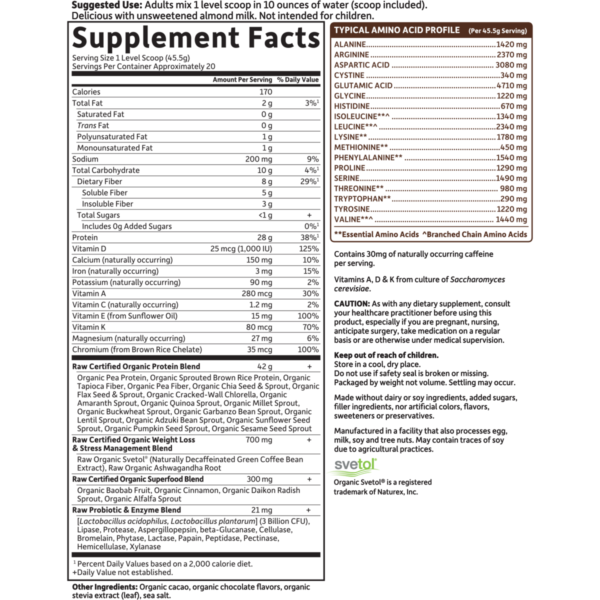 Raw Organic Fit Protein: Chocolate 32.5 oz by Garden of Life Sport - Image 2