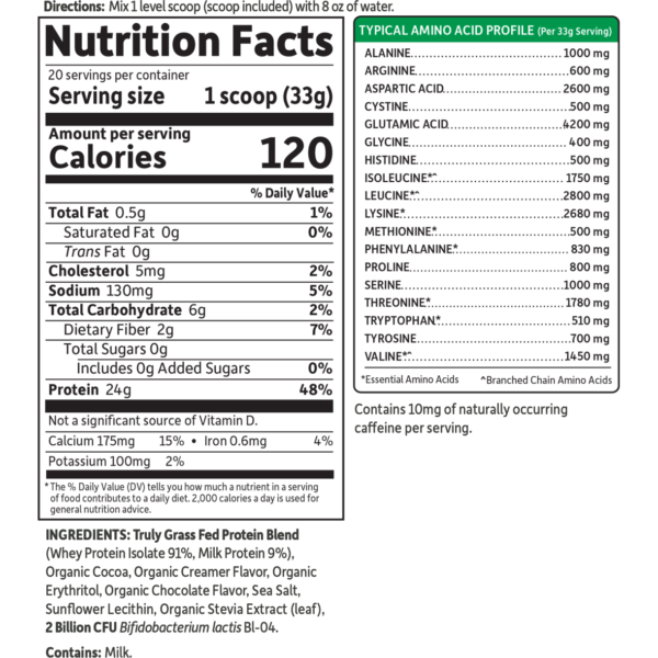 Certified Grass Fed Whey: Chocolate 23.28 oz by Garden of Life Sport - Image 2
