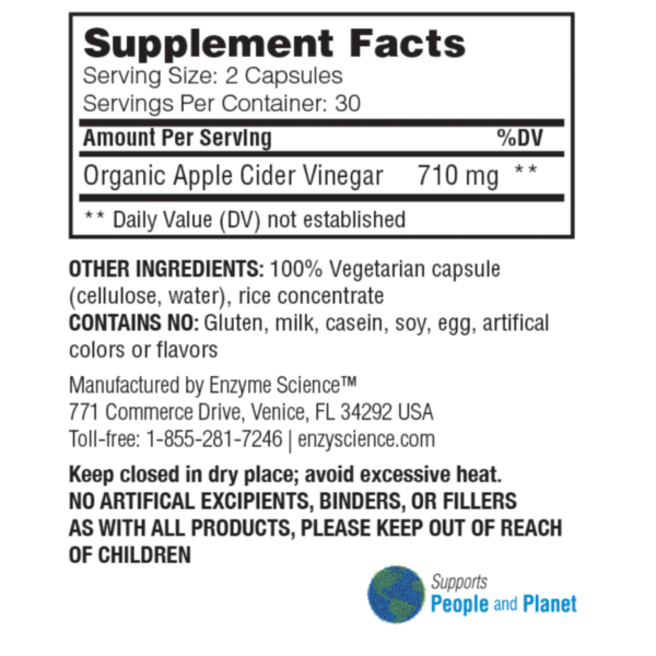 Apple Cider Vinegar 60 vegcaps by Enzyme Science - Image 2