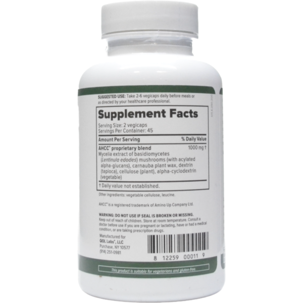 ImmunoKinoko AHCC 500 mg 60 vcaps by QOL Labs - Image 2