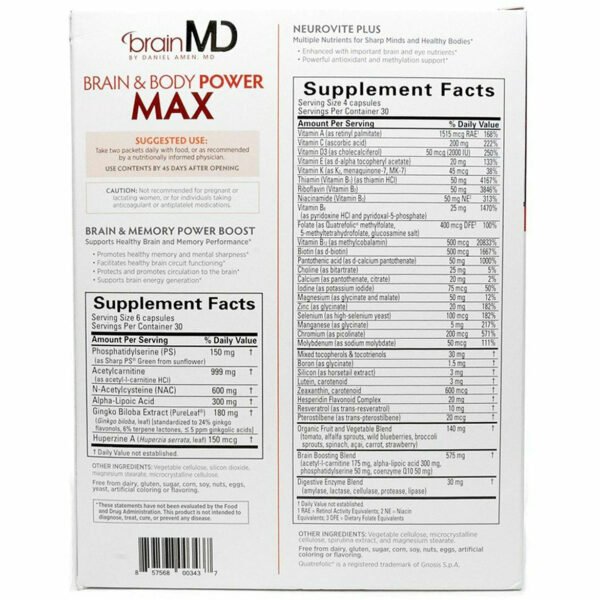 Brain & Body: Power Max 60 packets by BrainMD - Image 3
