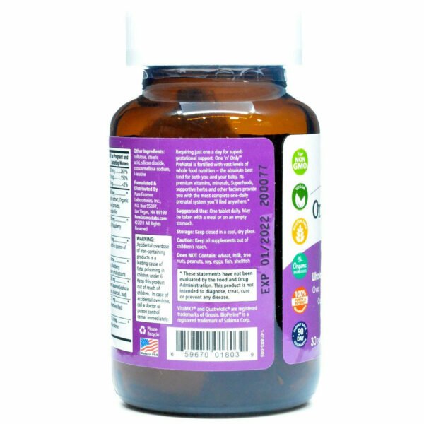 One ?n? Only PreNatal 30 tablets by Pure Essence - Image 4