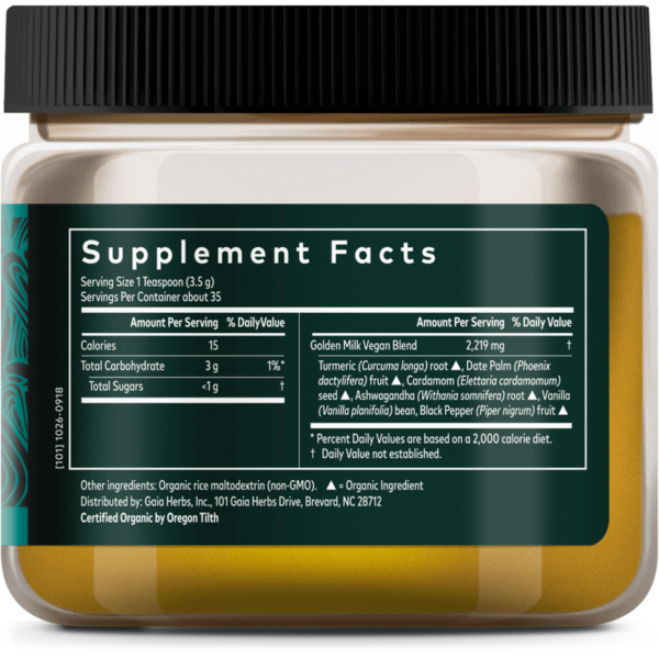 Golden Milk Powder 4.3 oz (123 g) by Gaia Herbs - Image 2