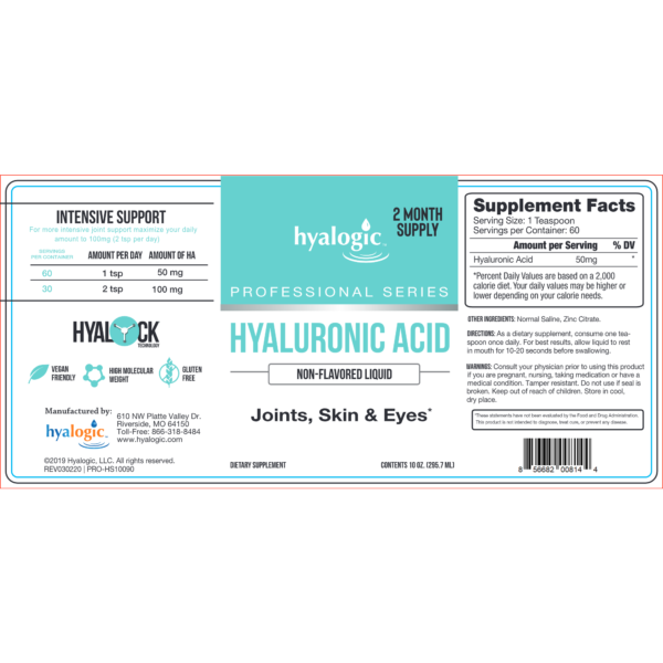 Joints, Skin & Eyes HA Liquid 10 oz by Hyalogic - Image 2