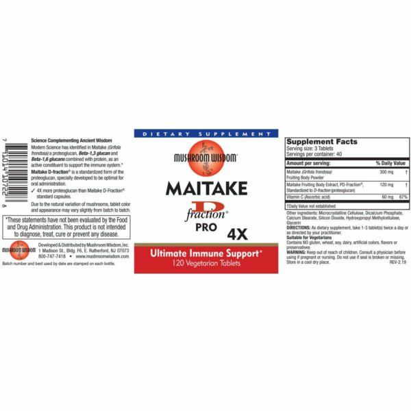 Maitake D Fraction Pro 4X 120 vegtabs by Mushroom Wisdom, Inc. - Image 2