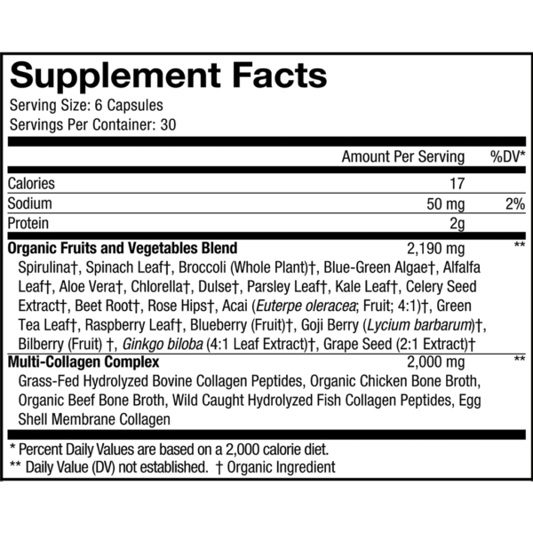 Multi Collagen Raw Greens 180 caps by CodeAge - Image 2