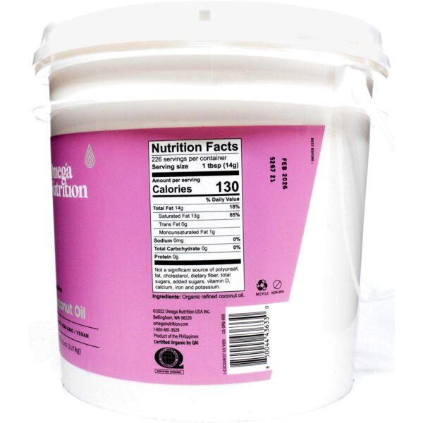 Coconut Oil 112 oz by Omega Nutrition - Image 2