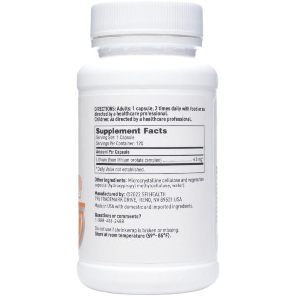 Lithium Orotate 4.8 mg 120 vcaps by Klaire Labs/SFI Health - Image 2