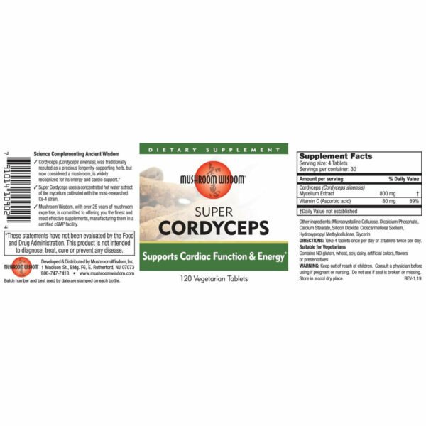 Super Cordyceps 120 vegtabs by Mushroom Wisdom, Inc. - Image 2