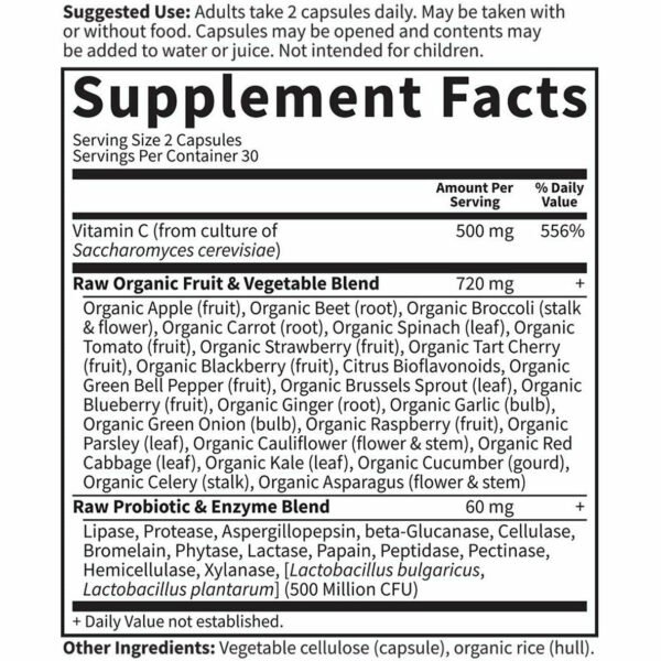 Vitamin Code Raw Vitamin C 60 vcaps by Garden of Life - Image 2