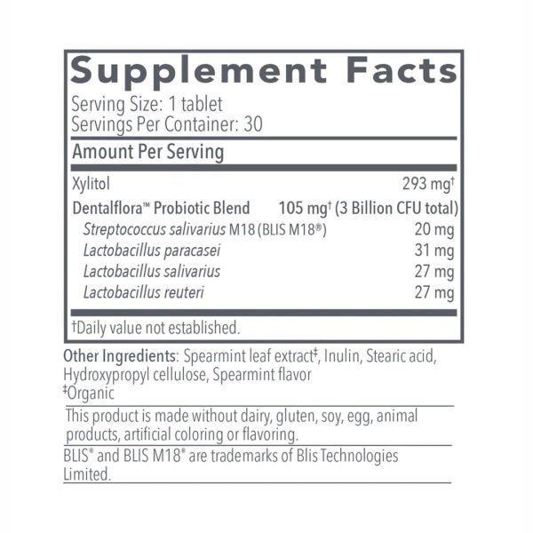 Dentalflora Daily Oral Probiotics 30 tablets by Biocidin Botanicals - Image 2