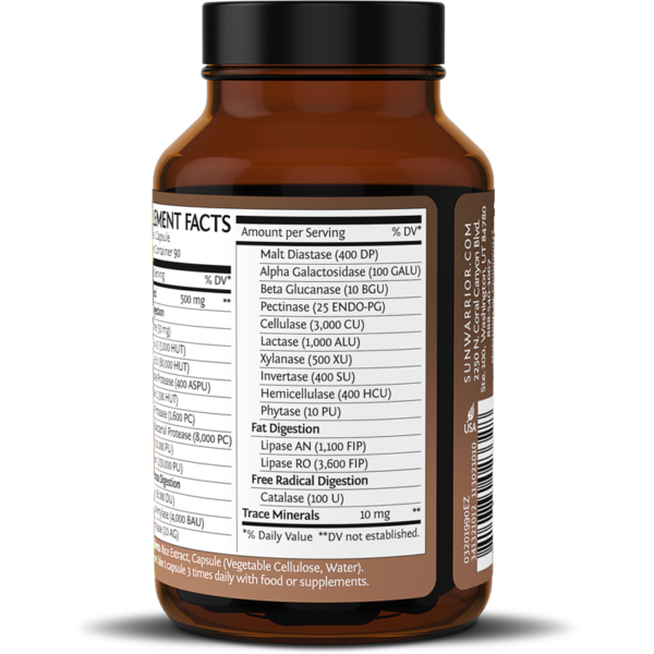 Enzorb Digestive Enzymes 90 vegcaps By Sunwarrior - Image 2