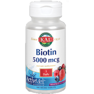 Biotin 5000 mcg Mixed Berry 100 tabs By KAL